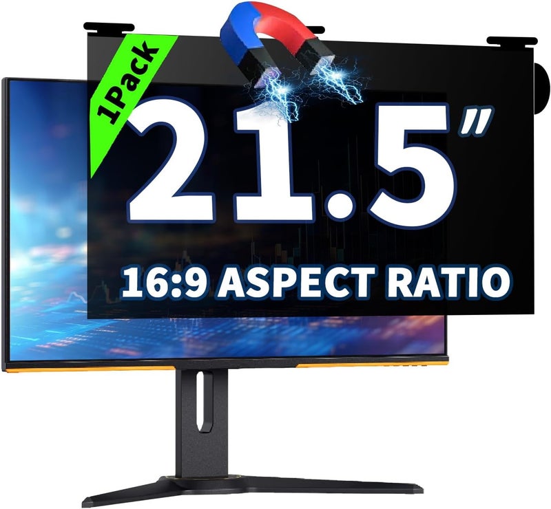 HALOViE 21.5 Inch Magnetic Hanging Computer Privacy Screen for 16:9 Widescreen Monitor, Removable Privacy Screen Anti Glare Blue Light Computer Screen Privacy Shield, Anti-Scratch - Image 1